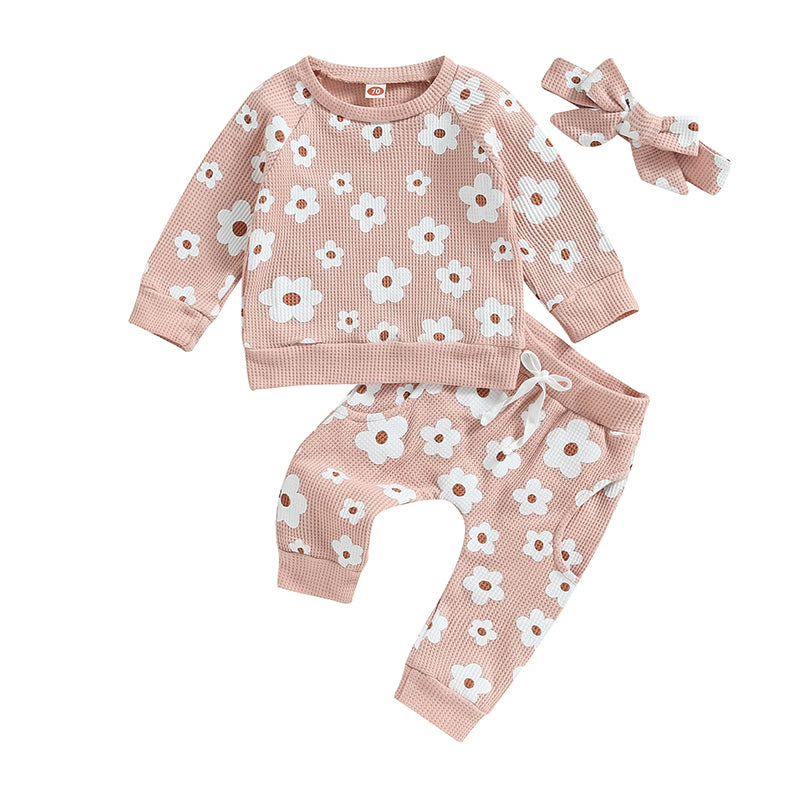 Lioraitiin Infant Baby Girl 2Pcs Set Flower Print Long Sleeve
