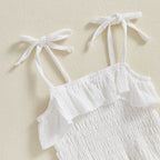 Lioraitiin Toddler Girl Set Sleeveless Smocked Lacing Strap Camisole