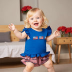Lioraitiin Baby Girls Independence Day Shorts Sets Short Sleeve Flag