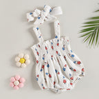 Lioraitiin 0-18M Independence Day Baby Girl Jumpsuit Set Ice Cream