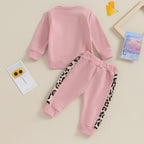 Lioraitiin 0-3Y Newborn Baby Girls Set Letter & Leopard Print Long