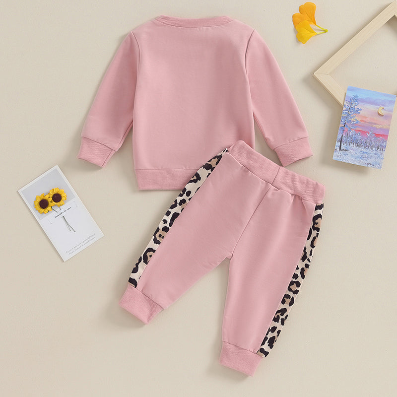 Lioraitiin 0-3Y Newborn Baby Girls Set Letter & Leopard Print Long