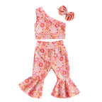 Lioraitiin 0-4Years Toddler Girls 3Pcs Outfit Sets Sleeveless One