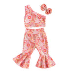 Lioraitiin 0-4Years Toddler Girls 3Pcs Outfit Sets Sleeveless One