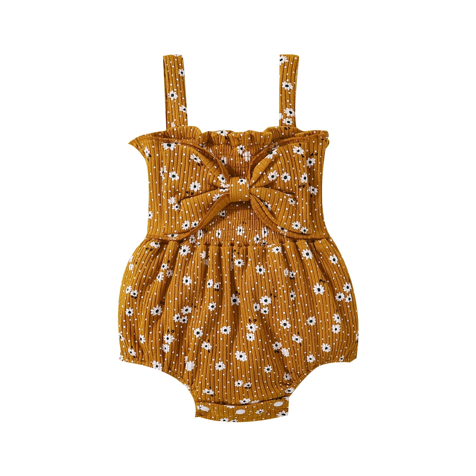 Lioraitiin Newborn Baby Ribbed Jumpsuit Baby Girls Sleeveless Flower
