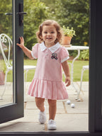 Lioraitiin Toddler Girl A Line Dress Plaid Print Lapel Short Sleeves