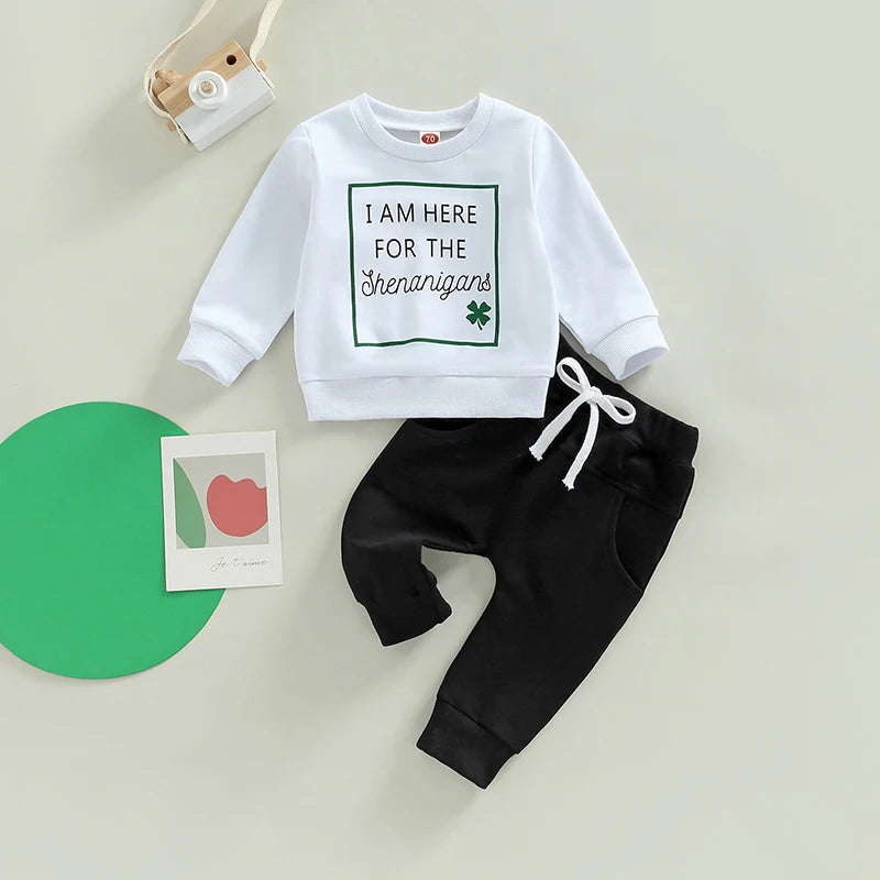Lioraitiin 0-3Years Toddler Boys Outfit Sets St. Patrick's Day Long