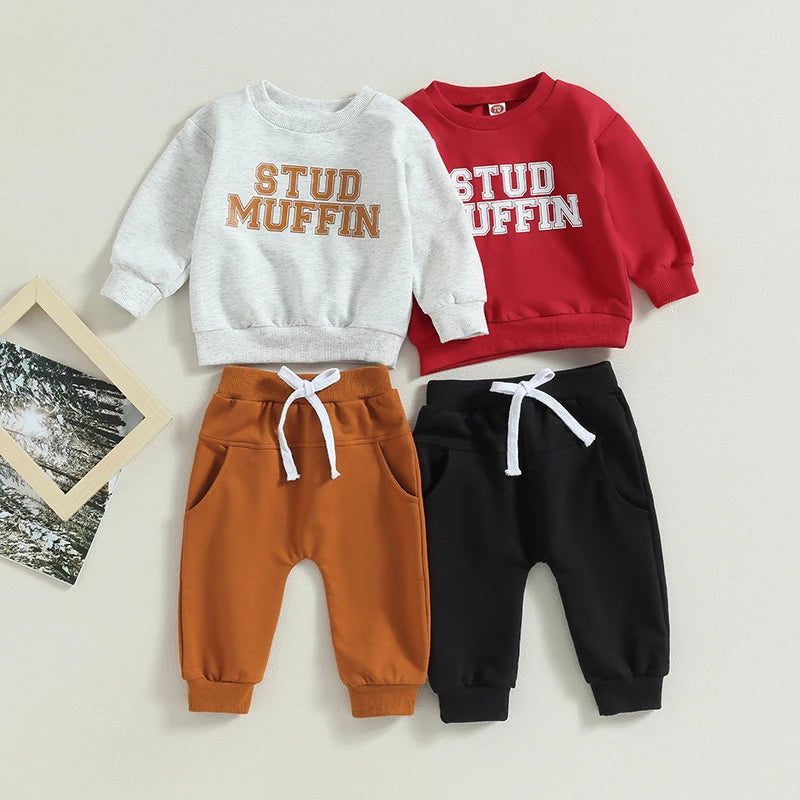 Lioraitiin 0-3Years Baby Boy Girl 2Pcs Outfit Letter Print Long