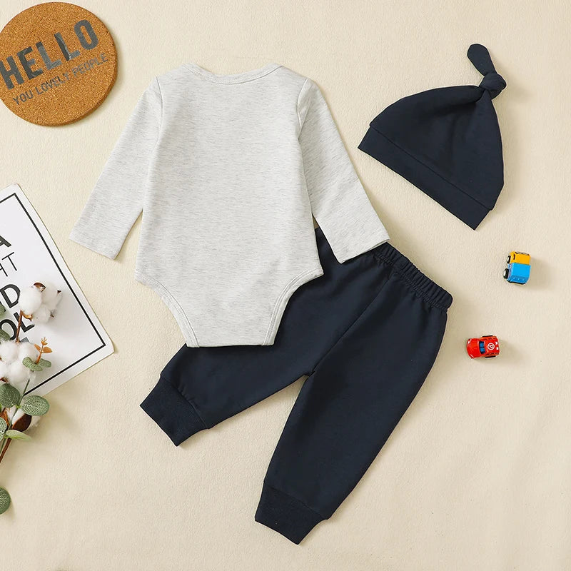 Lioraitiin Baby Boy Outfit Tractor Print Long Sleeve Rompers and