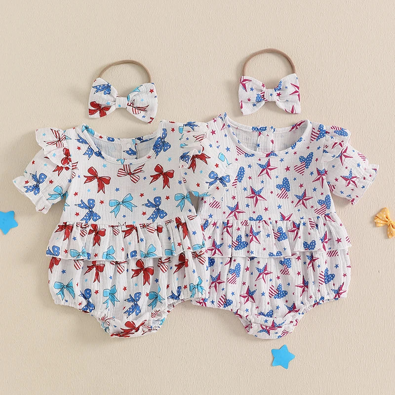 Lioraitiin Baby Girl 4th of July Outfit Love Heart Star Pattern