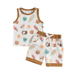 Lioraitiin Toddler Baby Boy Shorts Set Seashell/Tree Tank Tops