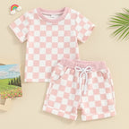 Lioraitiin 0-3Y Toddler Baby Girl Short Outfit Checkered Plaid Short