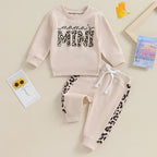 Lioraitiin 0-3Y Newborn Baby Girls Set Letter & Leopard Print Long
