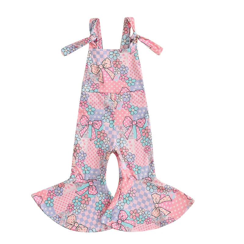 Lioraitiin 6M-4Y Baby Girl Easter Rompers Sleeveless Floral Print