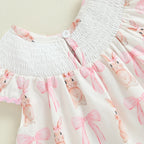 Lioraitiin Toddler Girls Dress Rabbit/Easter Eggs Print Fly Sleeve