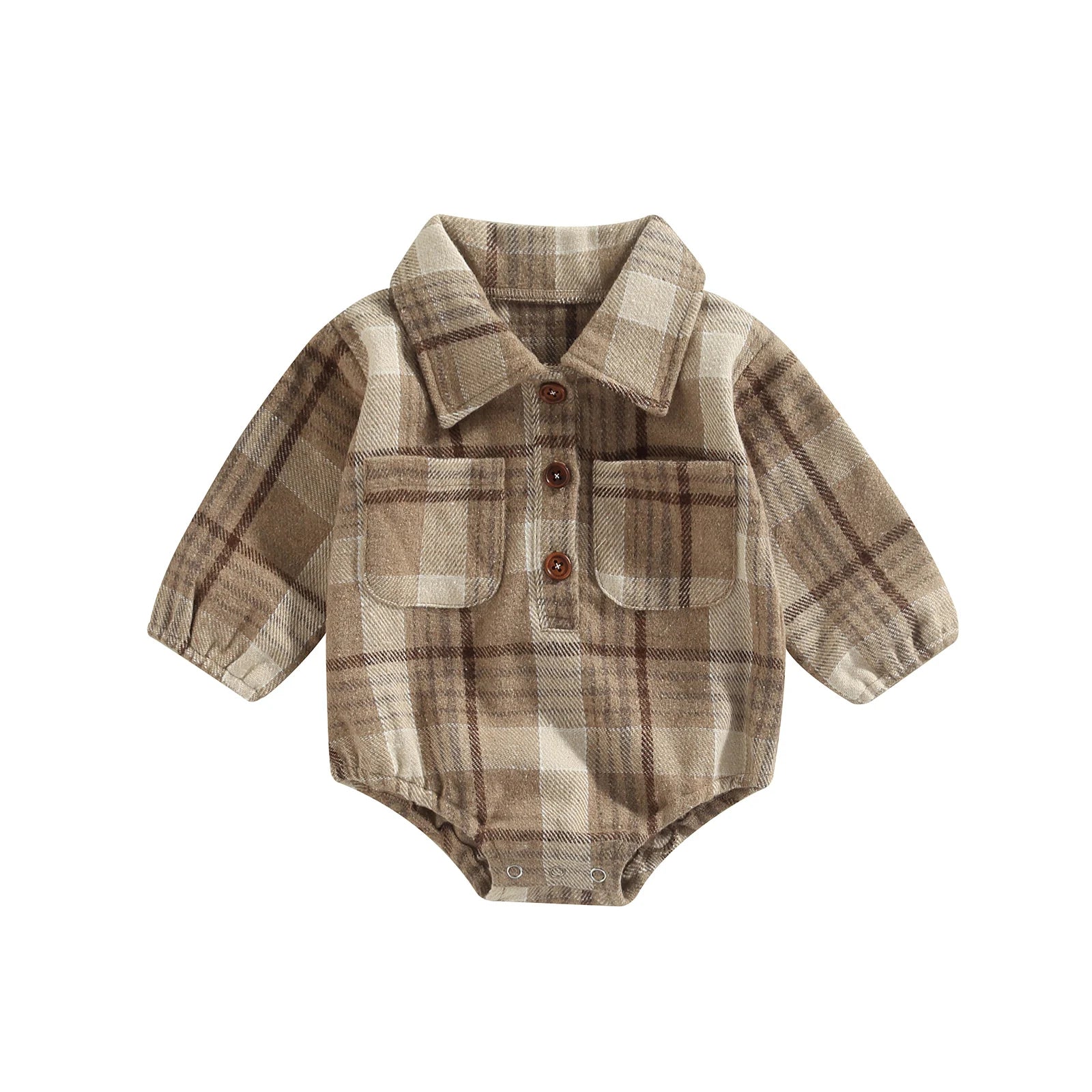 Lioraitiin 0-24M Infant Baby Boy Romper Buttons Lapel Long Sleeve