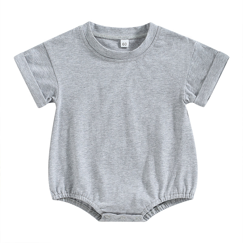 Lioraitiin 0-24M Baby Boys Girls Rompers Solid Short Sleeve O-neck