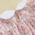 Lioraitiin Newborn Baby Girl Romper Short Sleeve Doll Collar Floral