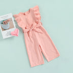 Lioraitiin 1-6Years Toddler Baby Girl Romper Off Shoulder Solid Pink
