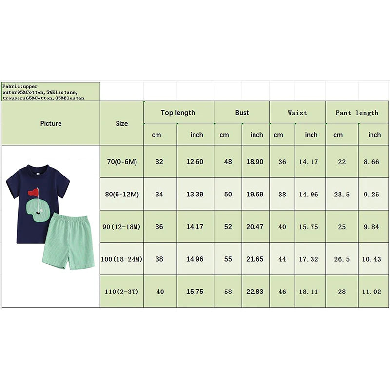 Lioraitiin Toddler Boys Outfits Golf Embroidered Short Sleeve Tops