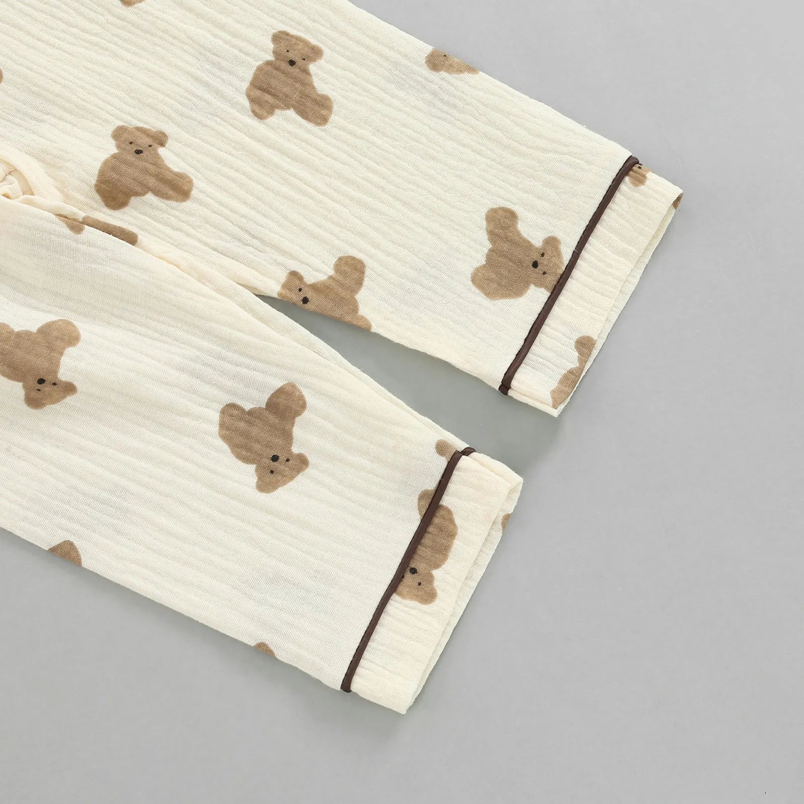 Lioraitiin 0-6Years Kids Unisex Pajama Suit Bear Printed Long Sleeve