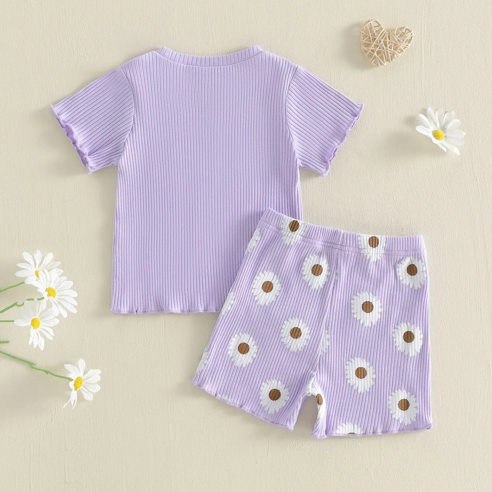 2Pcs Toddler Baby Girls Outfits Short Sleeve Crew Neck Letters Print