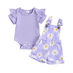 Lioraitiin Baby Girls Shorts Set, Short Sleeve Romper with Flower