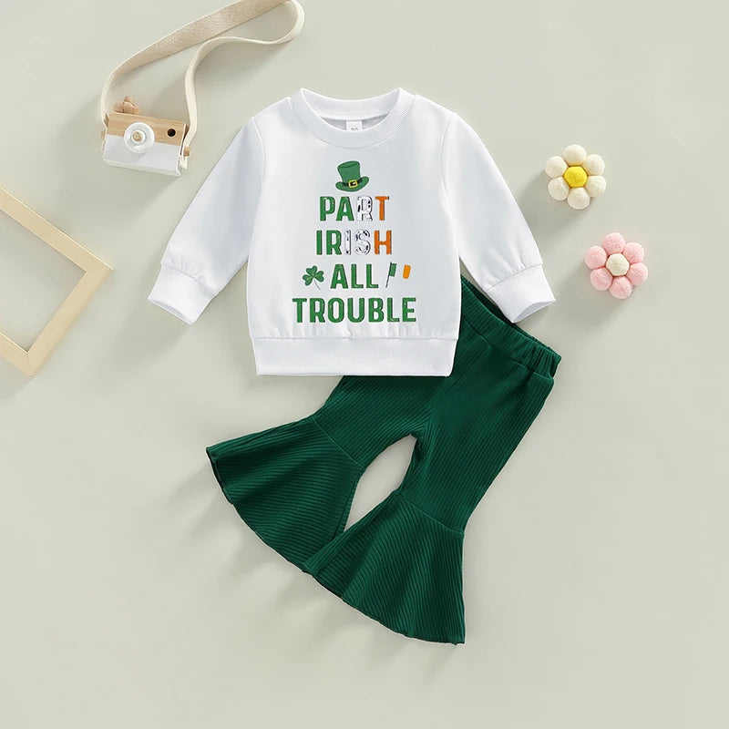 Lioraitiin Toddler Girls Irish Day Outfits Letter Print Long Sleeve