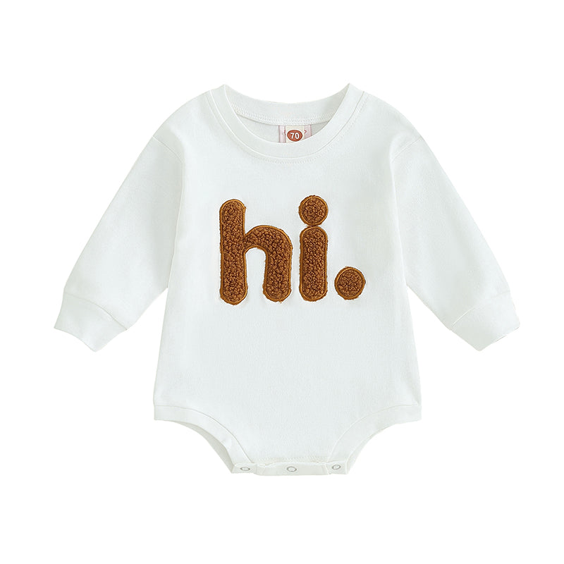 Lioraitiin 0-18M Infant Baby Girls Bodysuit Crewneck Beige Long
