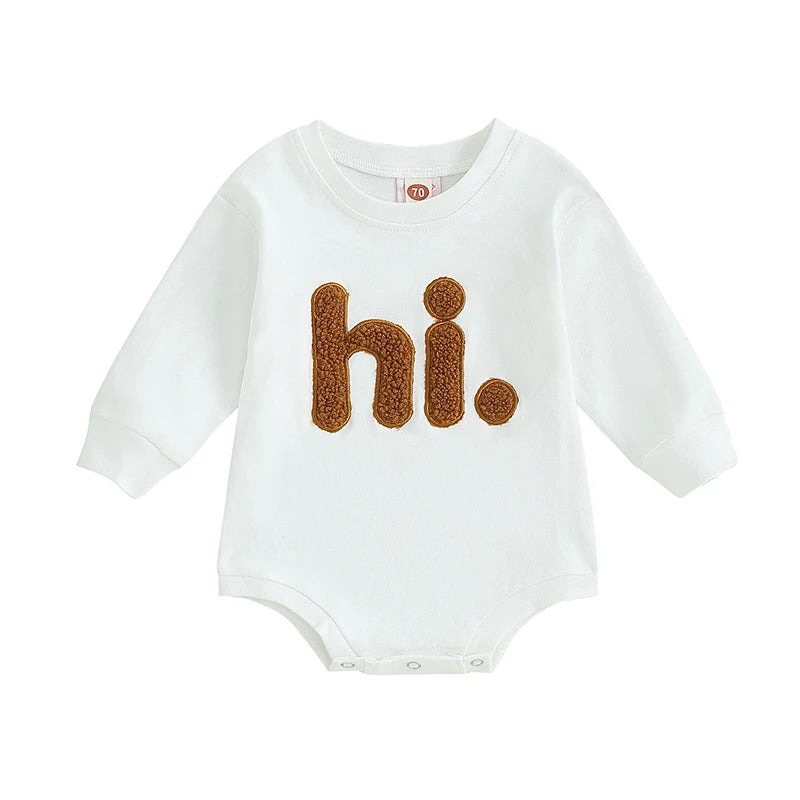 Lioraitiin 0-18M Infant Baby Girls Bodysuit Crewneck Beige Long