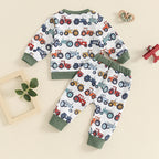 Lioraitiin Baby Boy 2Pcs Farm Outfits Long Sleeve Tractor Print