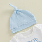 Baby Boys Outfits Letter Embroidery Round Neck Short Sleeve Waffle