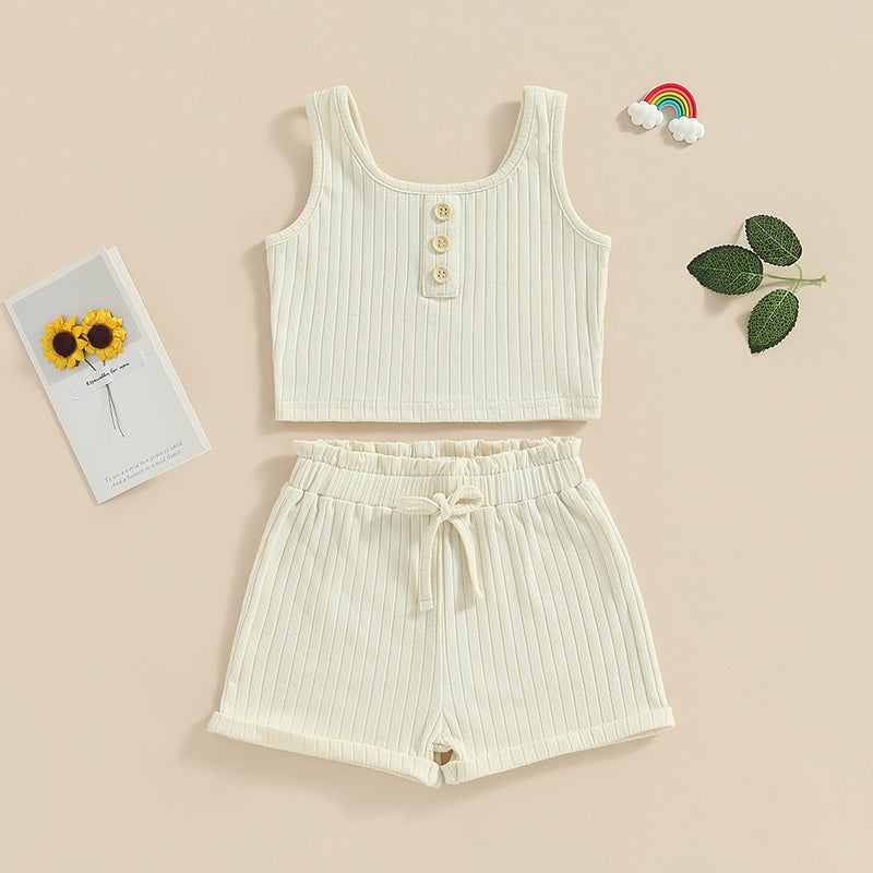 Lioraitiin 0-8Years Kid Girls 2Pcs Pants Suit Sleeveless Knitting