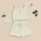 Lioraitiin 0-8Years Kid Girls 2Pcs Pants Suit Sleeveless Knitting