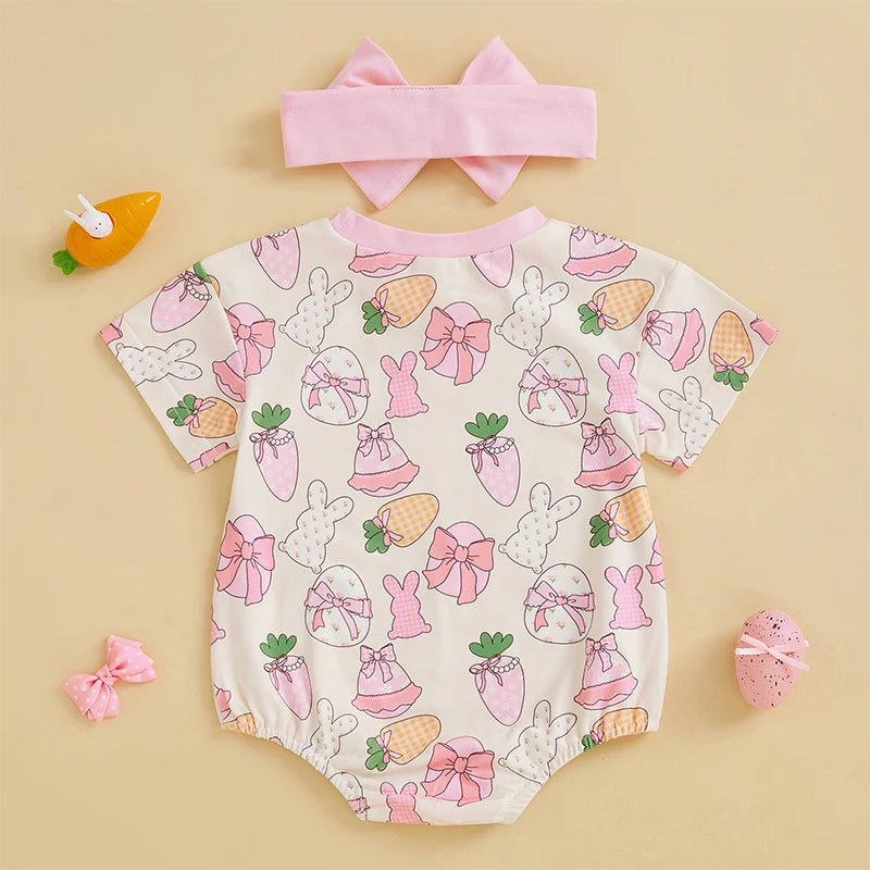 Lioraitiin 0-18M Baby Girl Easter Outfit Short Sleeve Crew Neck
