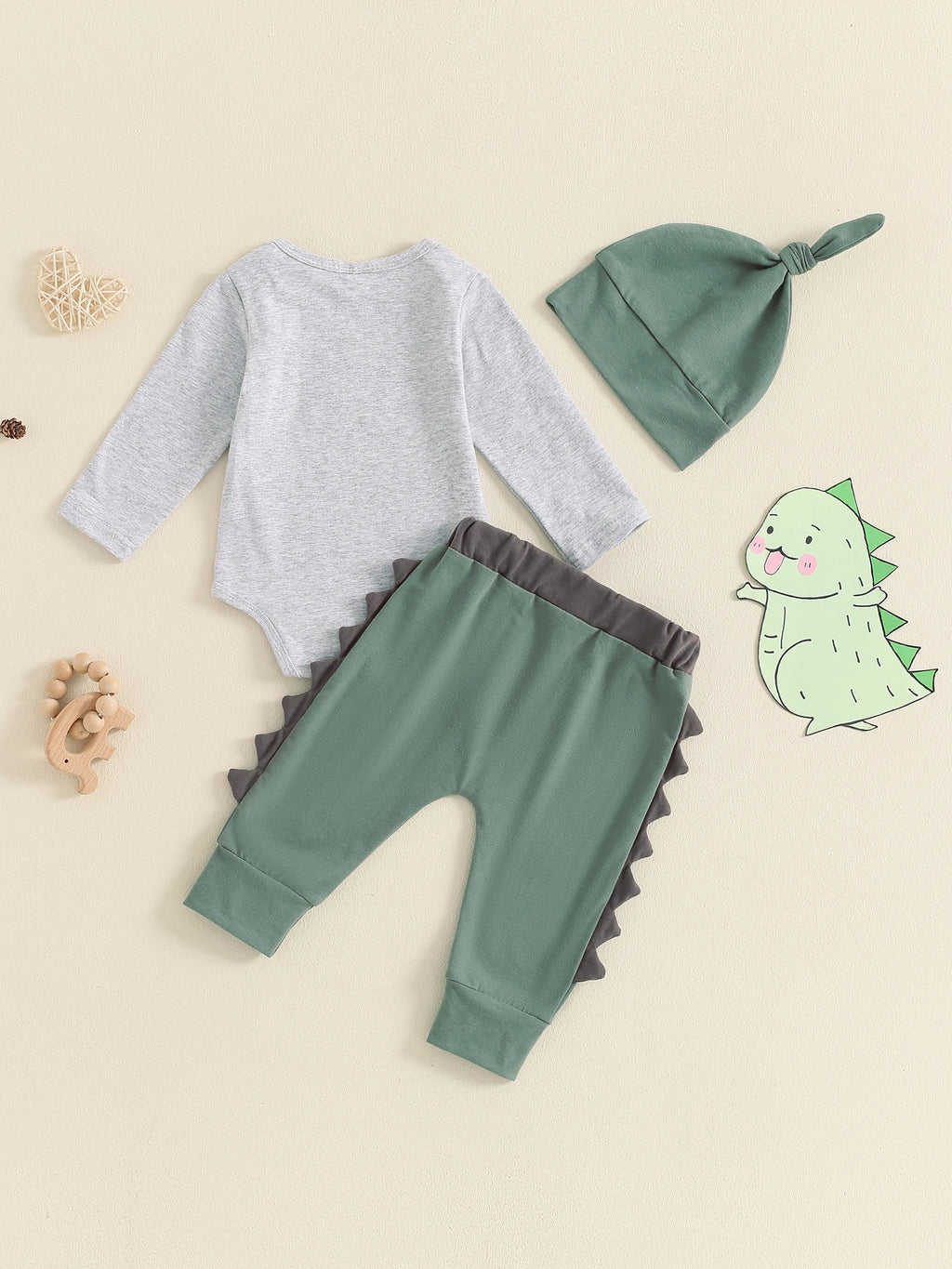 Lioraitiin Baby Boys Outfit, Long Sleeve Crew Neck Dinosaur Print