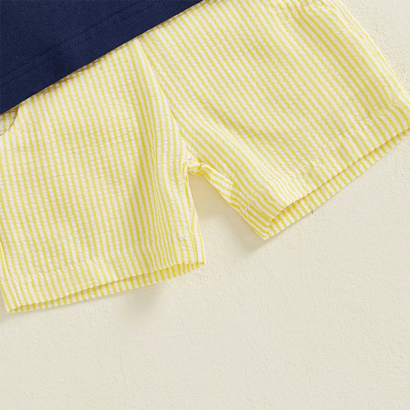 Lioraitiin Toddler Baby Boy Shorts Set Tractor Embroidery Short