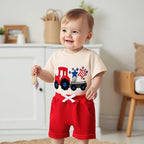 Lioraitiin Toddler Baby Boy 4th of July Outfit Star Truck Embroidery