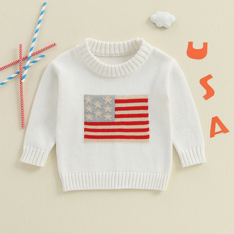 Lioraitiin Kids Baby Girls Boys 4th of July Sweater US Flag Pattern