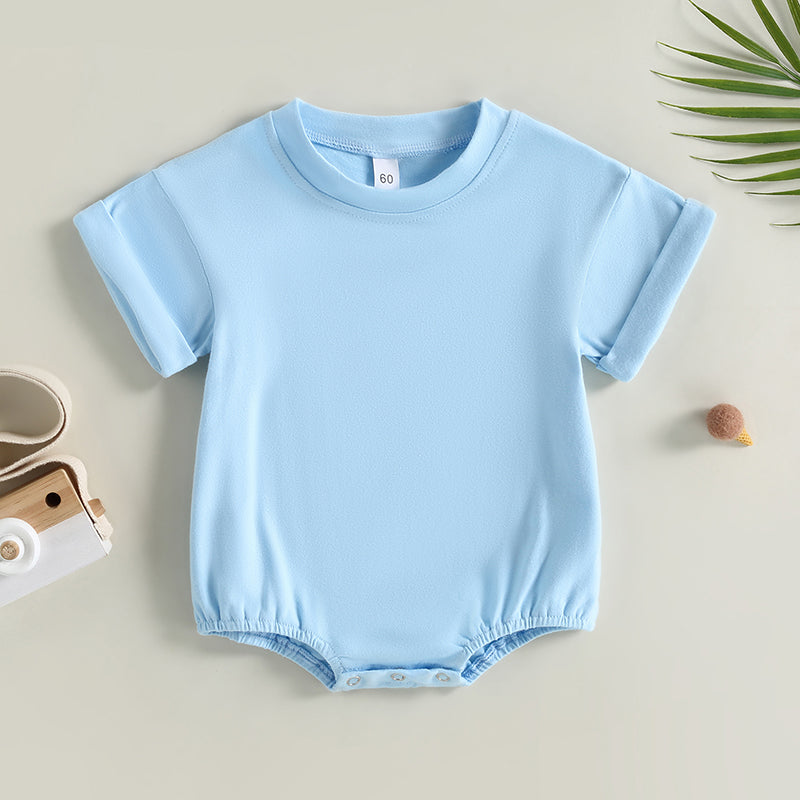 Lioraitiin 0-24M Baby Boys Girls Rompers Solid Short Sleeve O-neck