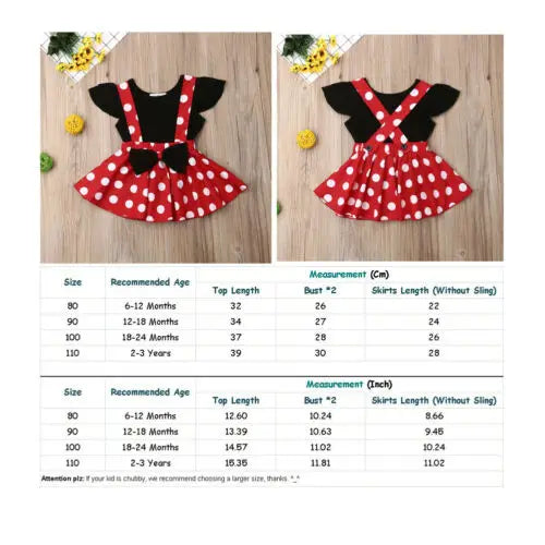 Lioraitiin Newborn Baby Girl Fly Sleeve Black Vest Top+Mini Dress