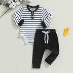 Lioraitiin 0-24M Infant Baby Boy 2Pcs Outfits Long Sleeve Striped