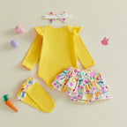 Baby Girl Easter Outfit, Long Sleeve Letters Romper with Eggs Print