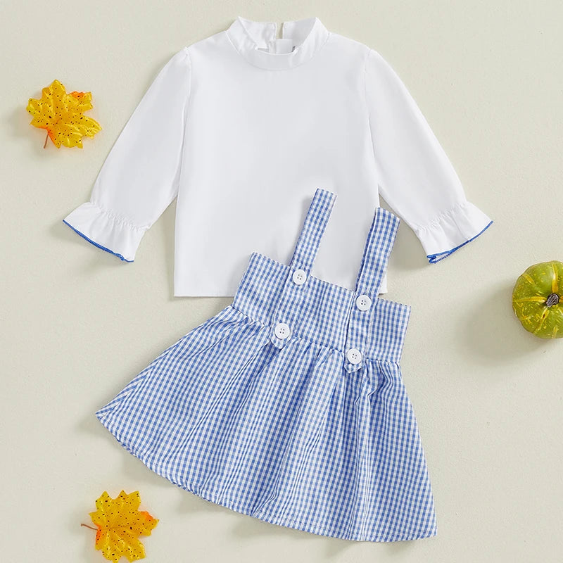 Lioraitiin 1-6Y Kids Girls 2 Piece Outfit, Long Sleeve T-shirt with