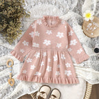 Lioraitiin Toddler Kids Girl Long Sleeve Dress Floral Print Ruffle