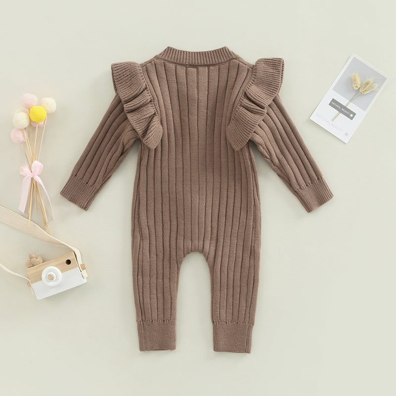Lioraitiin 0-18M Baby Girl’s Knitted Long Sleeve Jumpsuit Fashion