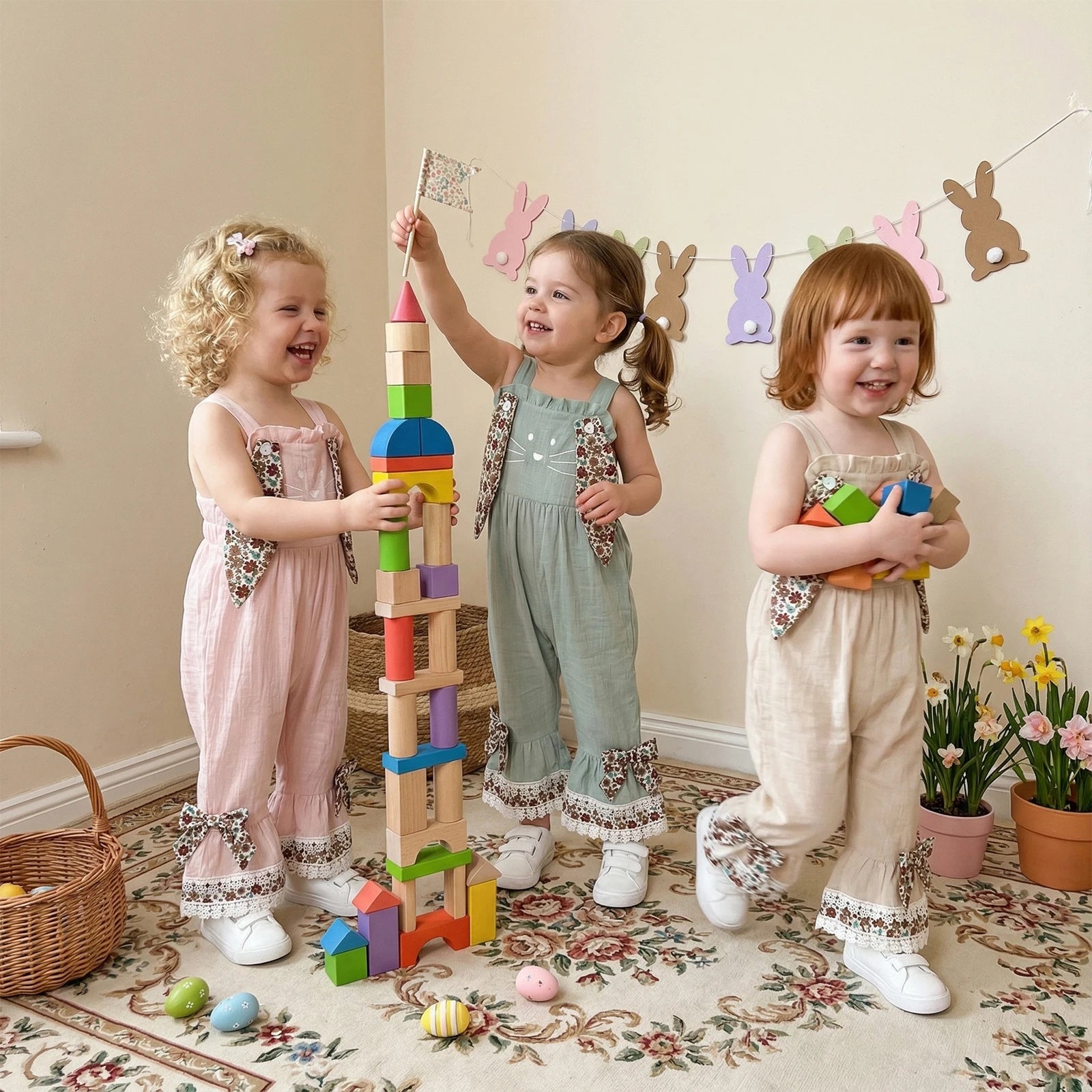 Lioraitiin Toddler Baby Girl Easter Romper Adorable Bunny Themed