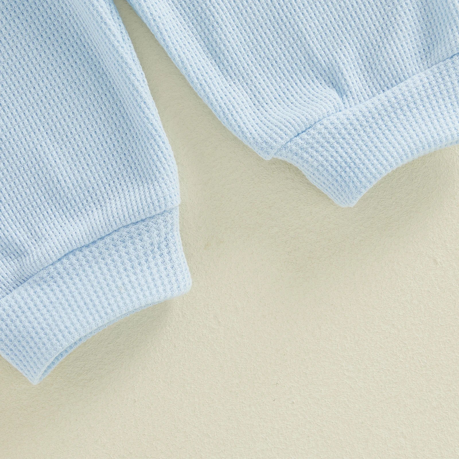 Baby Boys Outfits Letter Embroidery Round Neck Short Sleeve Waffle