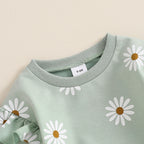 Lioraitiin Toddler Girl Outfit Daisy Print Long Sleeve Sweatshirt
