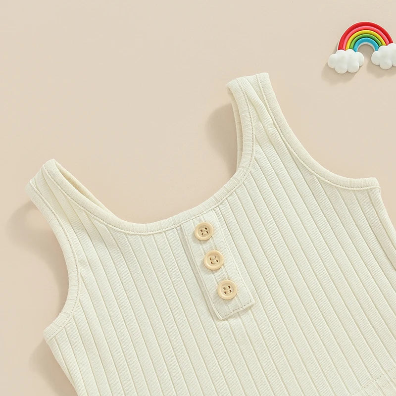 Lioraitiin 0-8Years Kid Girls 2Pcs Pants Suit Sleeveless Knitting